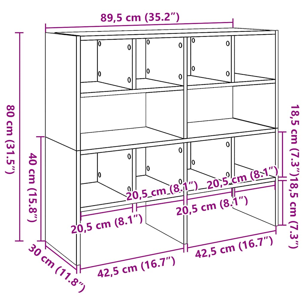 Schoenenrekken Stapelbaar 89,5X30X40 Cm Eiken