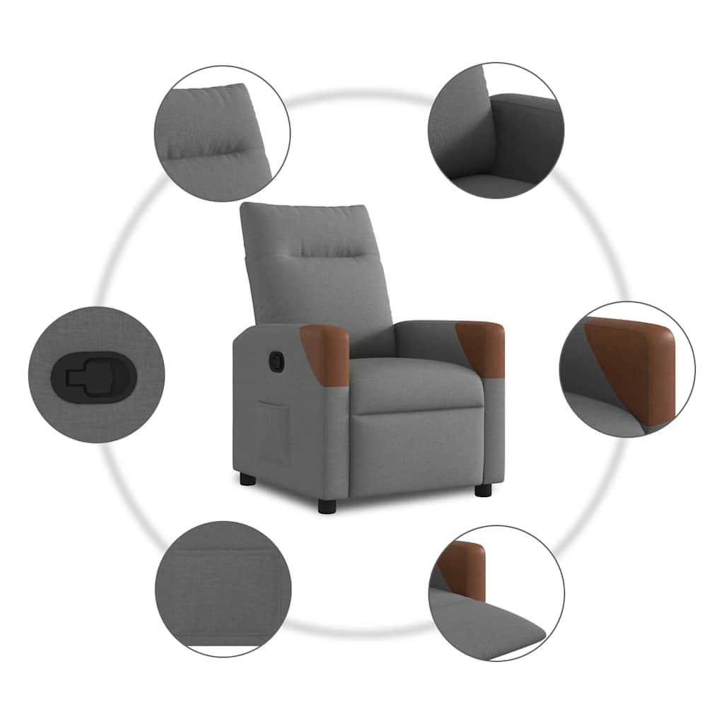 Fauteuil Liva - stof - verstelbaar - donkergrijs
