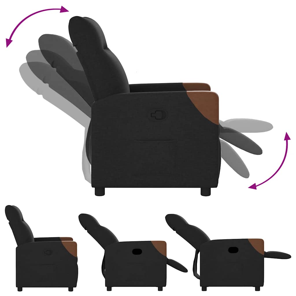 Fauteuil Liva - stof - verstelbaar - zwart