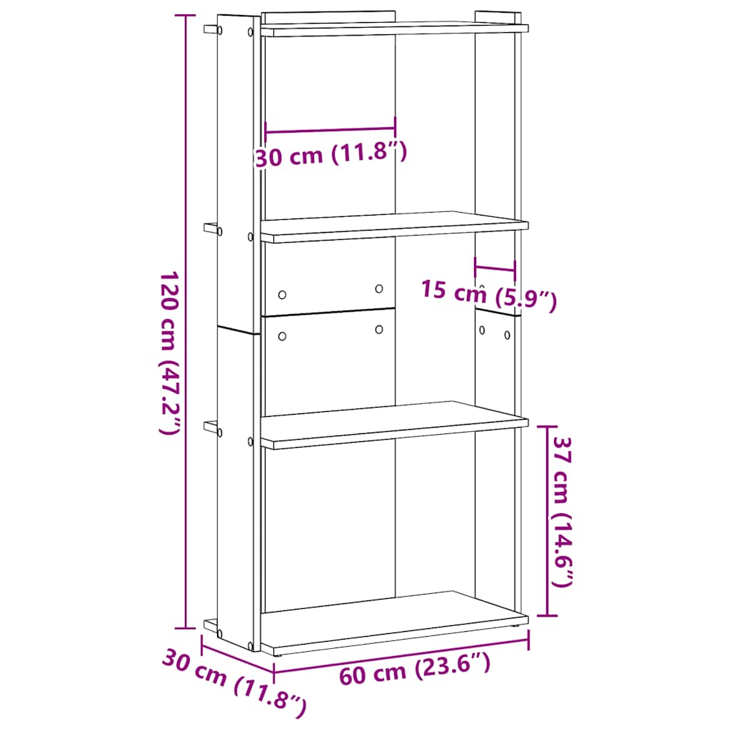 Boekenkast Bart - 3-laags - betongrijs