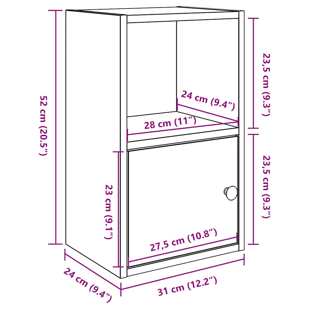 Boekenkast Jorn - 31x24x52 cm - oud hout