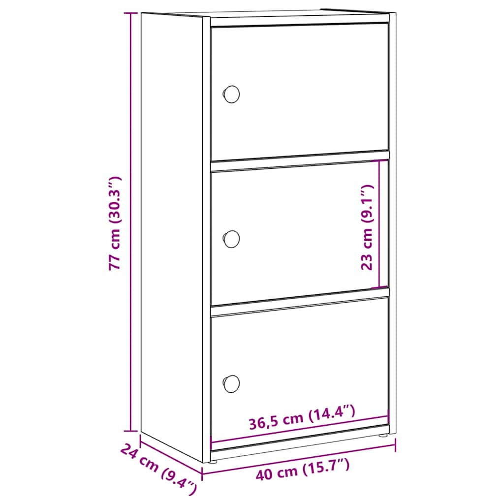 Boekenkast Gijs - 40x24x77 cm - sonoma eiken