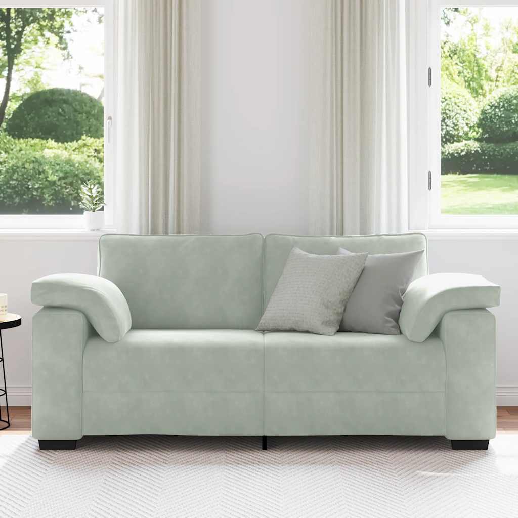 Bank Stefan - 180x77x82 cm - fluweel - lichtgrijs