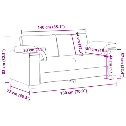 Bank Stefan - 180x77x82 cm - fluweel - lichtgrijs