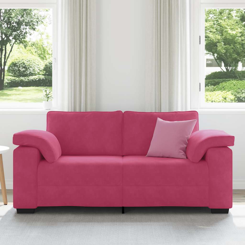 Bank Stefan - 180x77x82 cm - fluweel - wijnrood