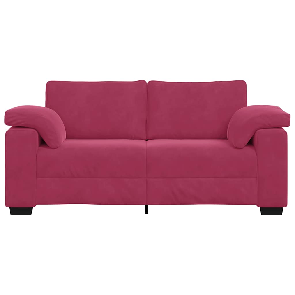 Bank Stefan - 180x77x82 cm - fluweel - wijnrood