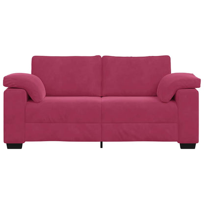 Bank Stefan - 180x77x82 cm - fluweel - wijnrood