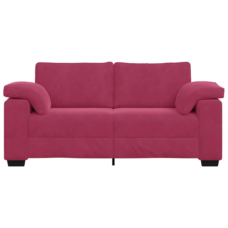 Bank Stefan - 180x77x82 cm - fluweel - wijnrood