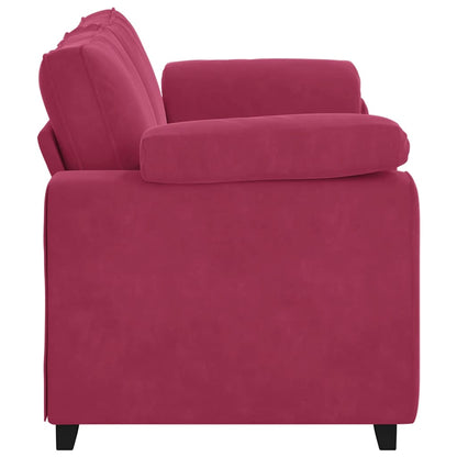 Bank Stefan - 180x77x82 cm - fluweel - wijnrood
