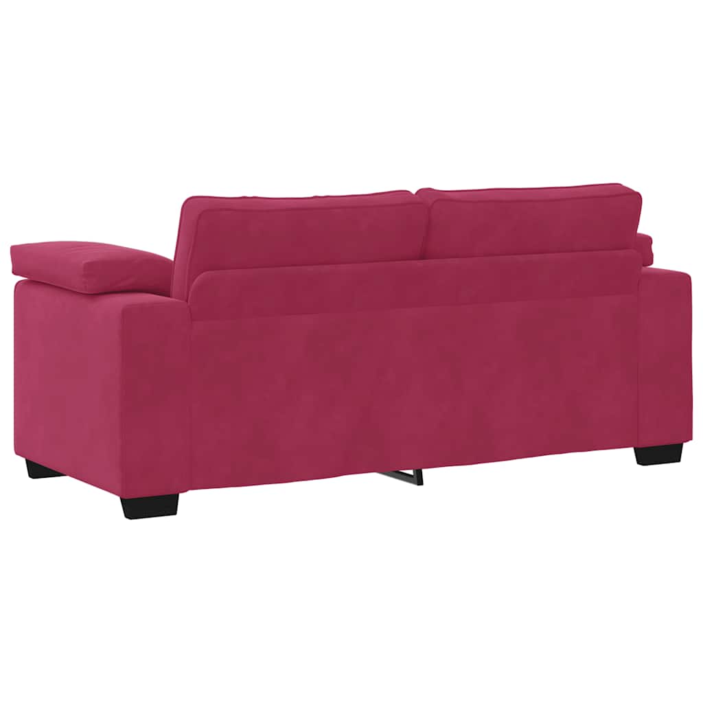 Bank Stefan - 180x77x82 cm - fluweel - wijnrood