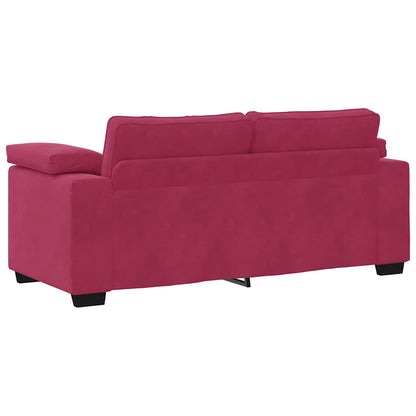 Bank Stefan - 180x77x82 cm - fluweel - wijnrood