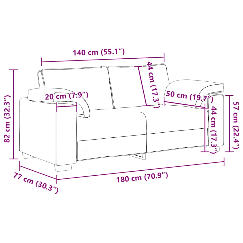 Bank Stefan - 180x77x82 cm - fluweel - geel