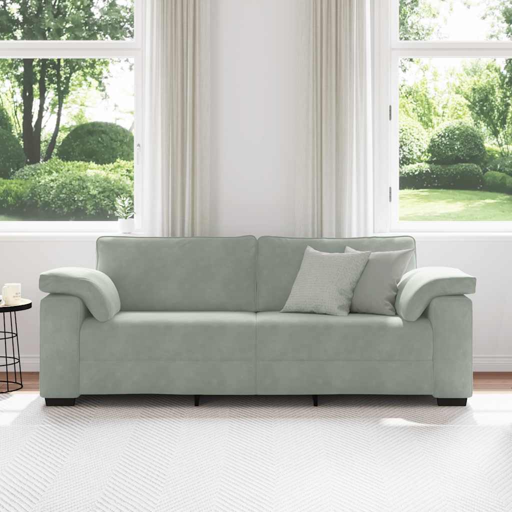 Bank Raymond - 220x77x82 cm - fluweel - lichtgrijs