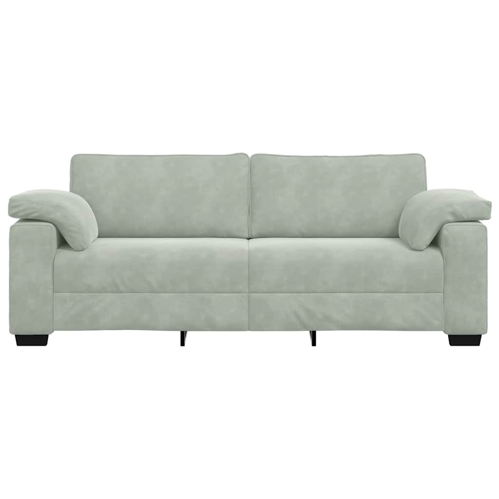 Bank Raymond - 220x77x82 cm - fluweel - lichtgrijs