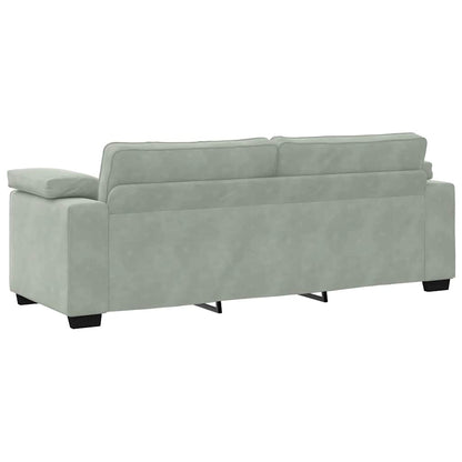 Bank Raymond - 220x77x82 cm - fluweel - lichtgrijs