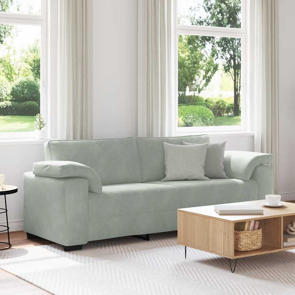 Bank Raymond - 220x77x82 cm - fluweel - lichtgrijs