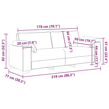 Bank Raymond - 220x77x82 cm - fluweel - donkergrijs