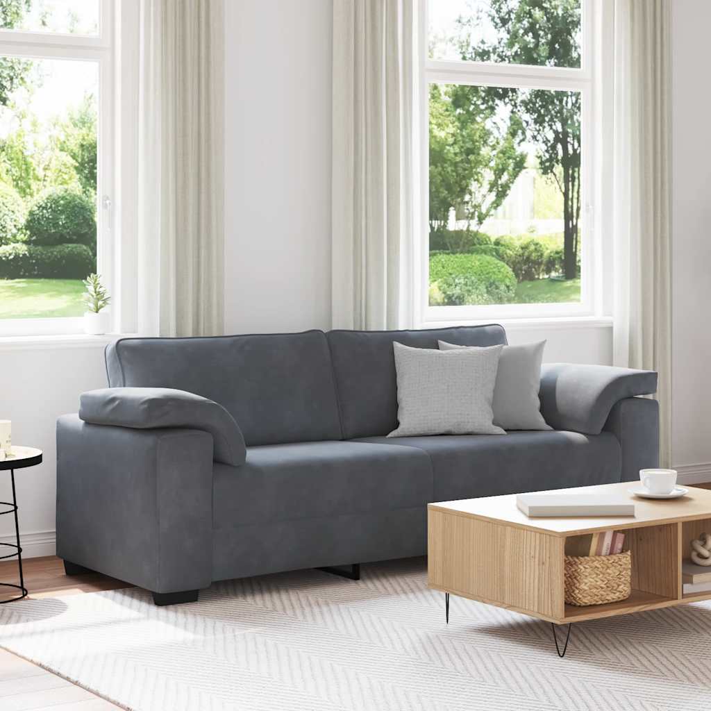 Bank Raymond - 220x77x82 cm - fluweel - donkergrijs