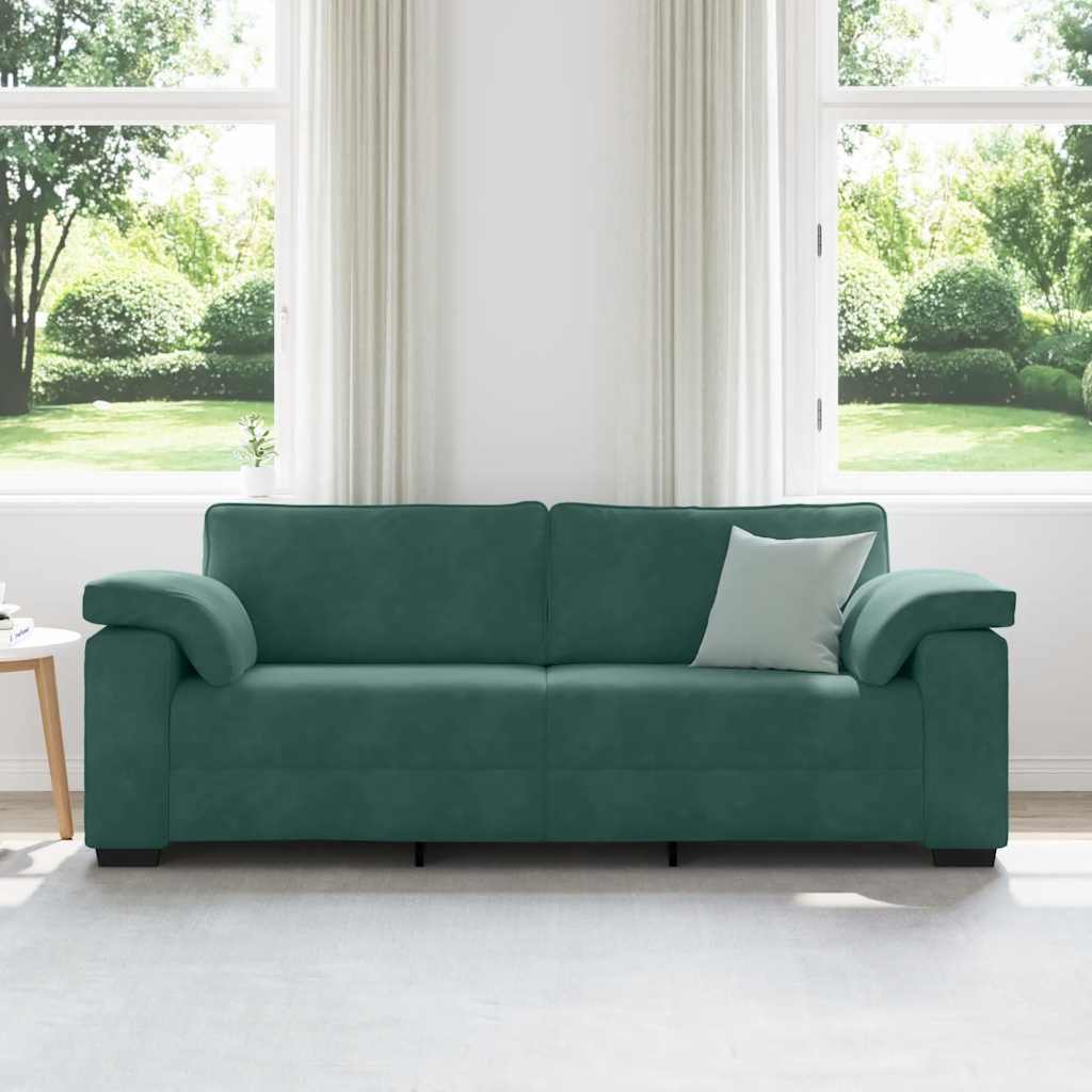 Bank Raymond - 220x77x82 cm - fluweel - donkergroen