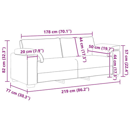 Bank Raymond - 220x77x82 cm - fluweel - roze