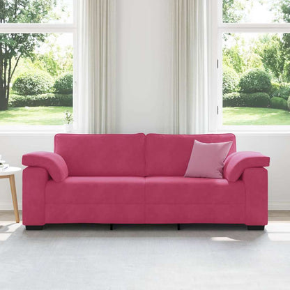 Bank Raymond - 220x77x82 cm - fluweel - wijnrood