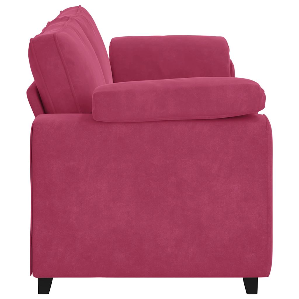 Bank Raymond - 220x77x82 cm - fluweel - wijnrood