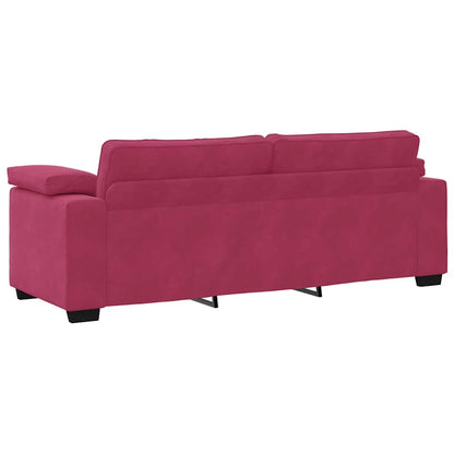 Bank Raymond - 220x77x82 cm - fluweel - wijnrood