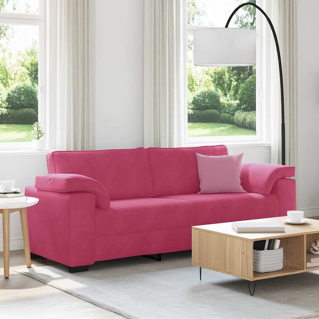 Bank Raymond - 220x77x82 cm - fluweel - wijnrood