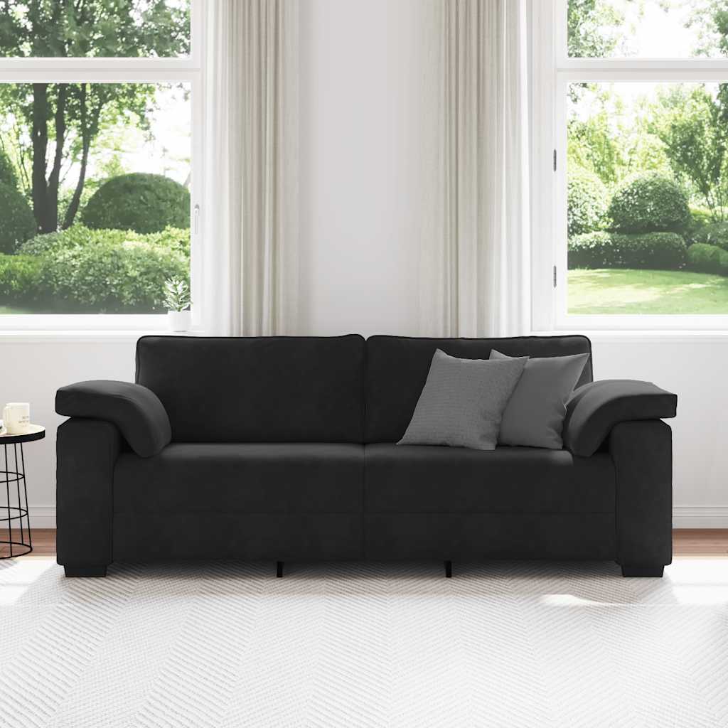 Bank Raymond - 220x77x82 cm - fluweel - zwart