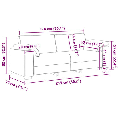 Bank Raymond - 220x77x82 cm - fluweel - geel