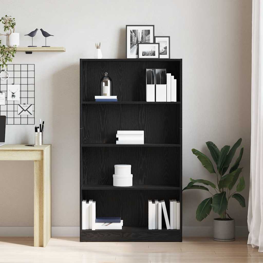 Boekenkast Rens - 80x24x143 cm- zwart eiken