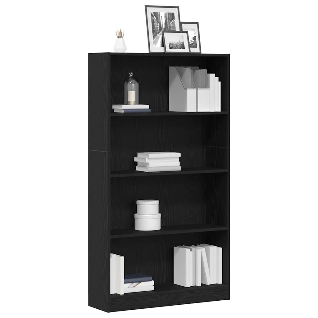 Boekenkast Rens - 80x24x143 cm- zwart eiken