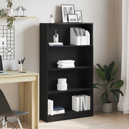 Boekenkast Rens - 80x24x143 cm- zwart eiken