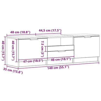 Tv meubel job - bewerkt hout - met lade