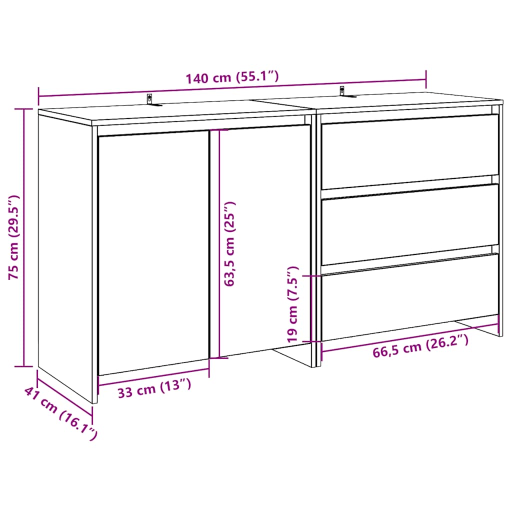Dressoir Douwe - 2-delig - oud hout