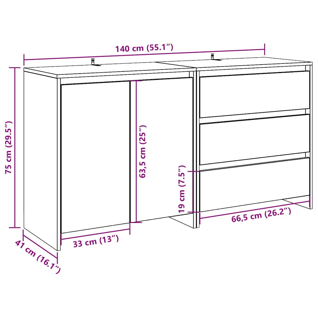 Dressoir Douwe - 2-delig - artisanaal eiken