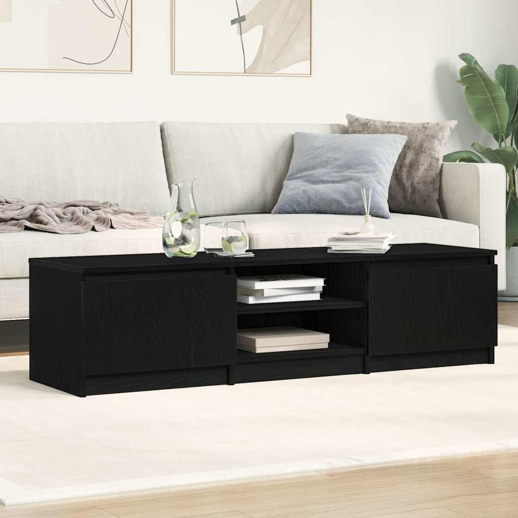 Tv-meubel Kyan - 140x40x35,5 cm - zwart eiken