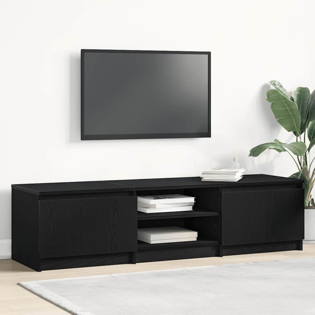 Tv-meubel Kyan - 140x40x35,5 cm - zwart eiken