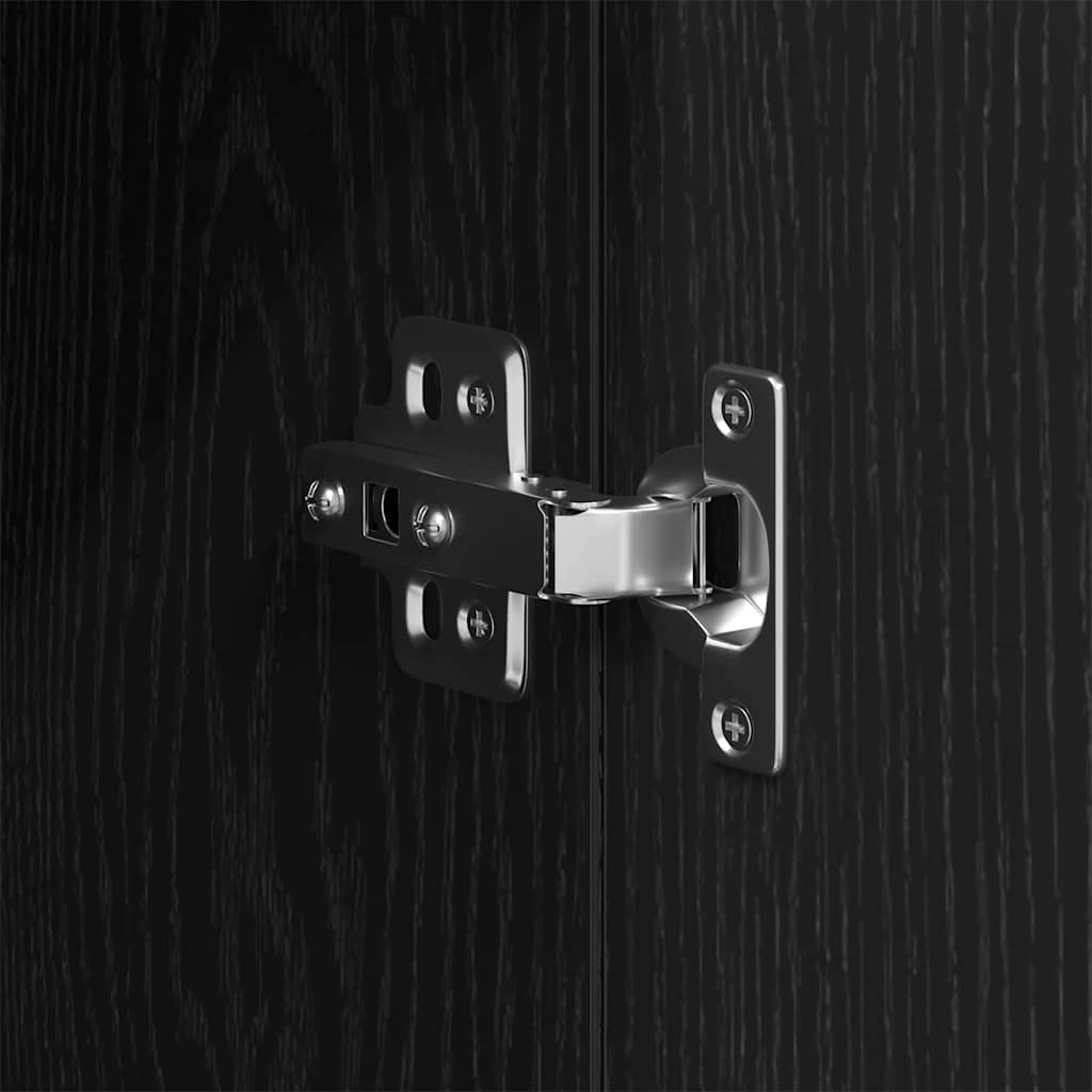 Kast Kevin - 30x30x190 cm - Bewerkt hout - zwart eiken