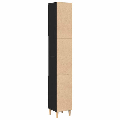 Kast Kevin - 30x30x190 cm - Bewerkt hout - zwart eiken
