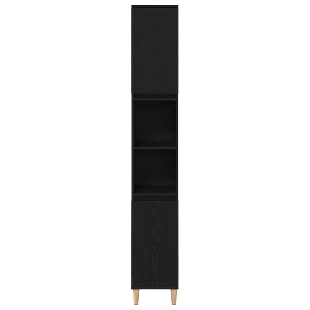 Kast Kevin - 30x30x190 cm - Bewerkt hout - zwart eiken 