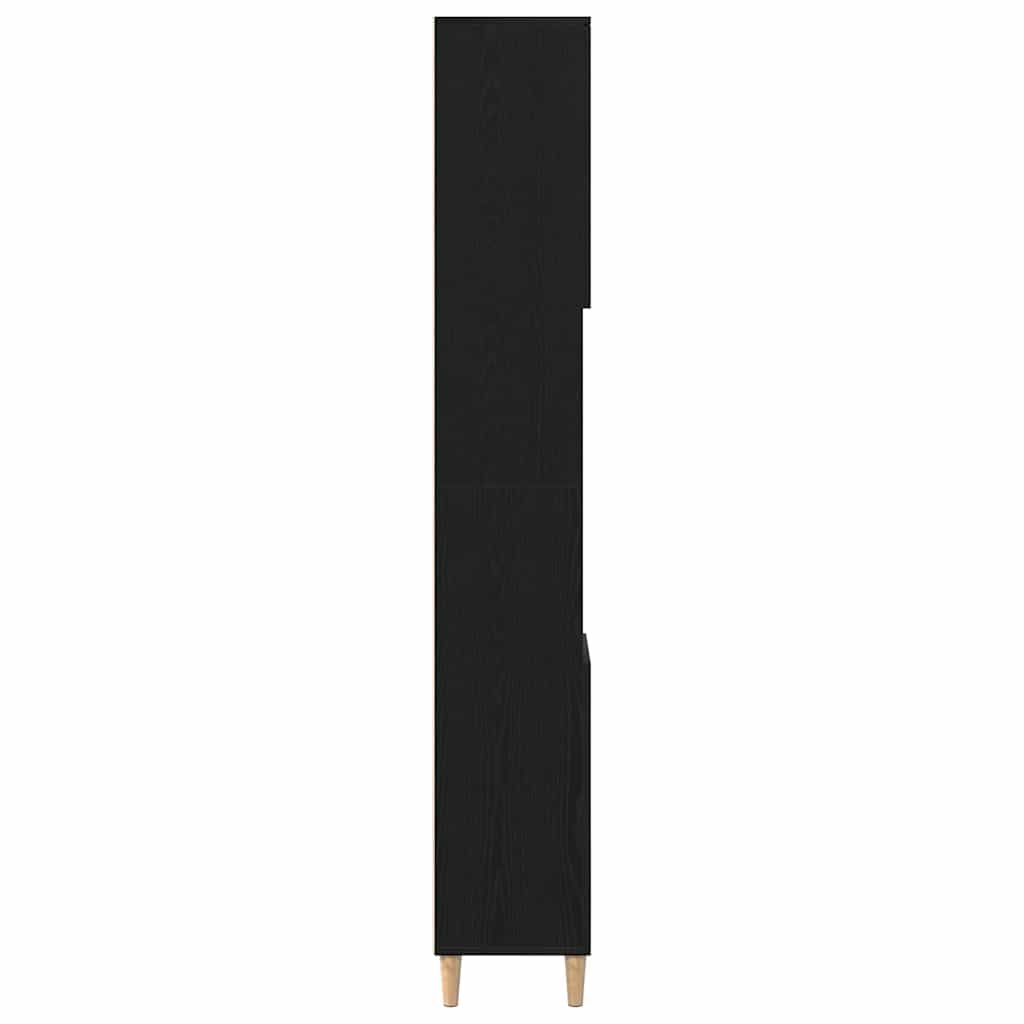 Kast Kevin - 30x30x190 cm - Bewerkt hout - zwart eiken