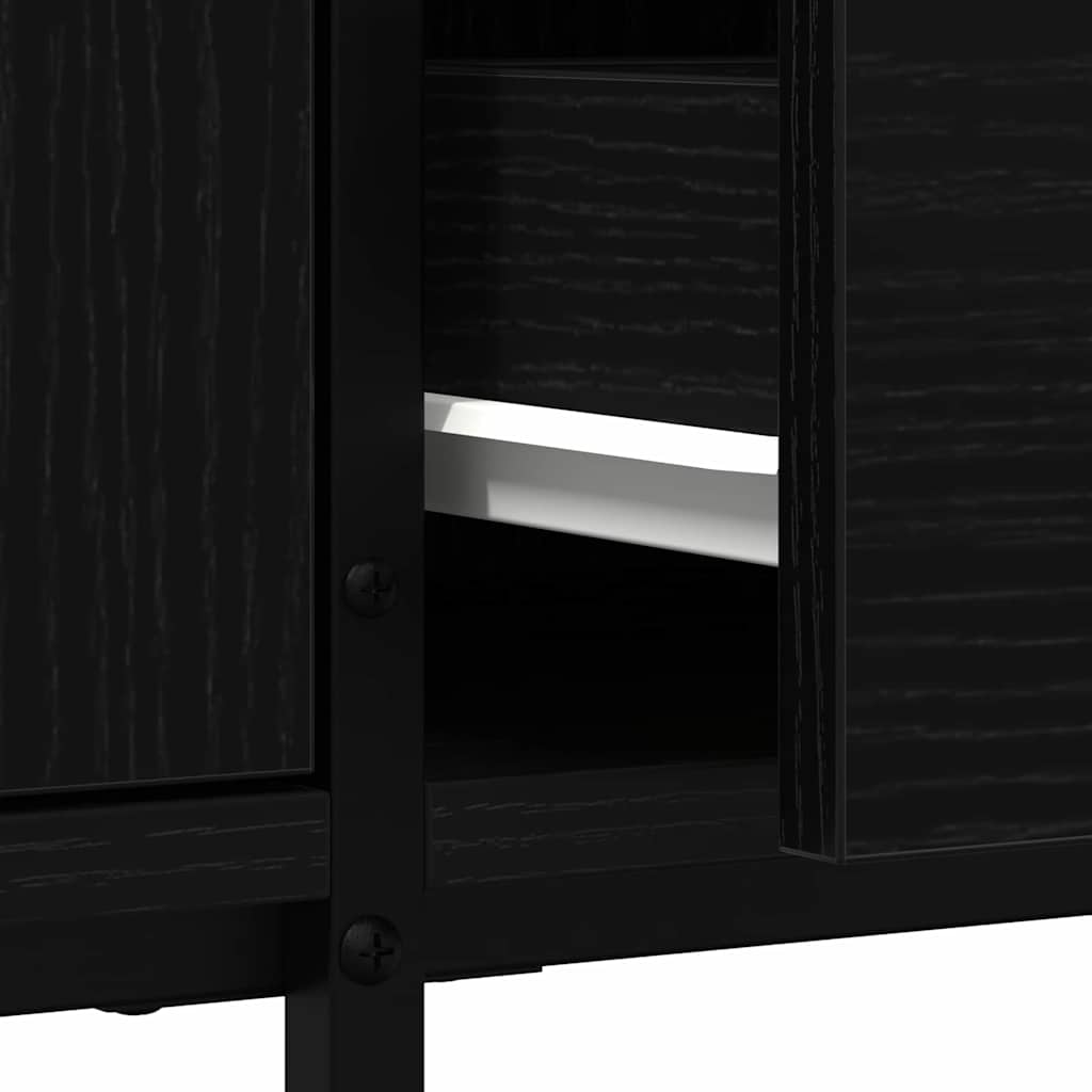 Tv-meubel Boaz - 200x25x44 cm - met lade - zwart eiken