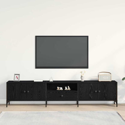 Tv-meubel Boaz - 200x25x44 cm - met lade - zwart eiken