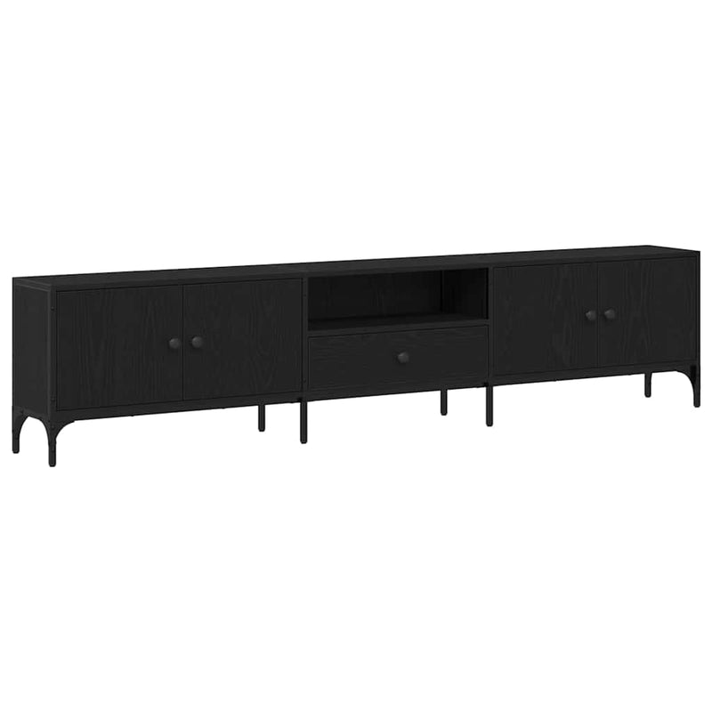 Tv-meubel Boaz - 200x25x44 cm - met lade - zwart eiken – extra afbeelding