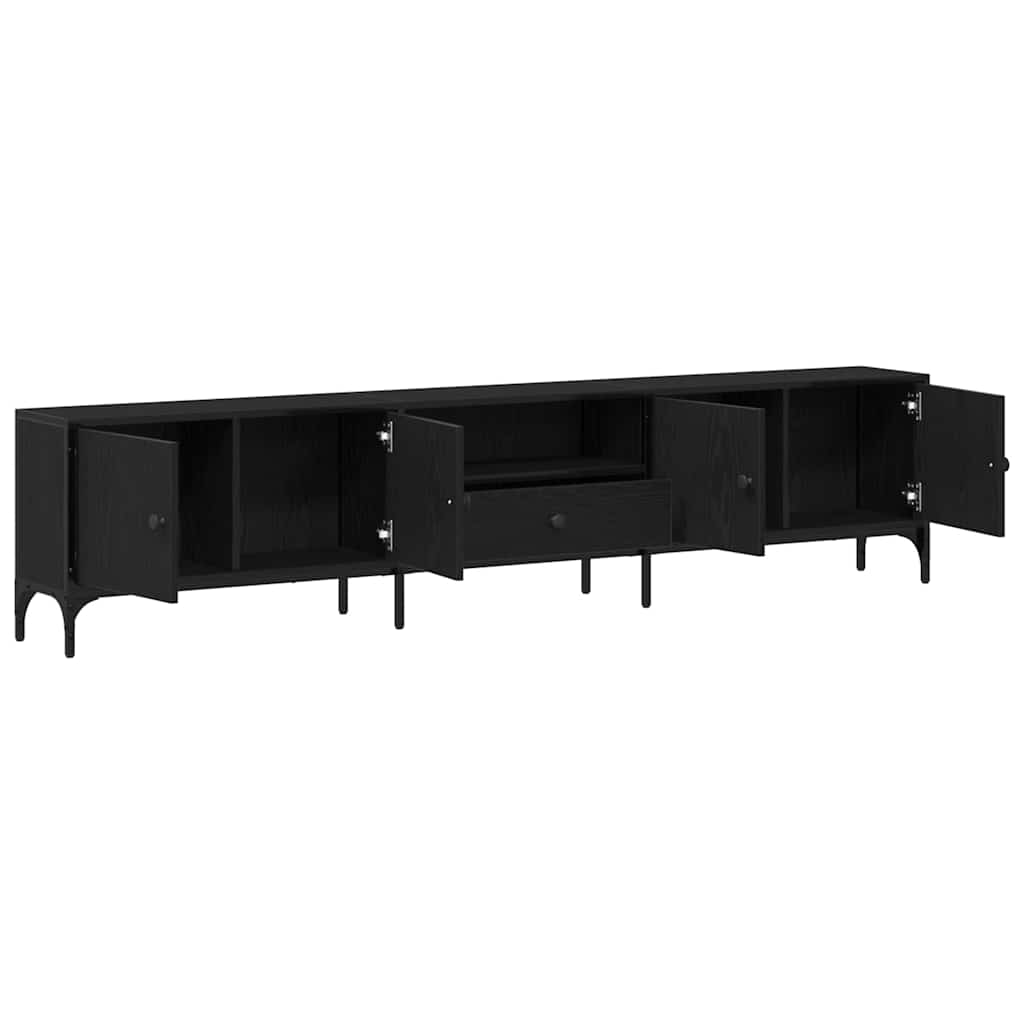 Tv-meubel Boaz - 200x25x44 cm - met lade - zwart eiken