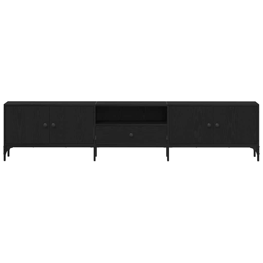 Tv-meubel Boaz - 200x25x44 cm - met lade - zwart eiken