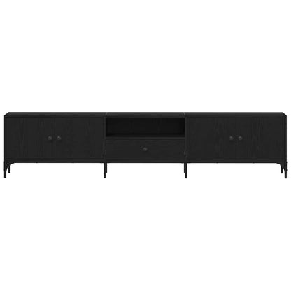 Tv-meubel Boaz - 200x25x44 cm - met lade - zwart eiken