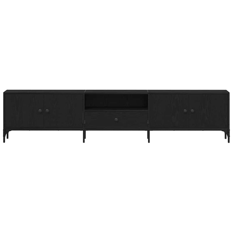 Tv-meubel Boaz - 200x25x44 cm - met lade - zwart eiken