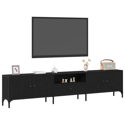 Tv-meubel Boaz - 200x25x44 cm - met lade - zwart eiken